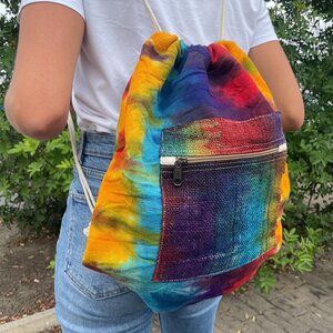 Vibrant Tiedye Hemp String Bag - Eco-Friendly  Durable Carryall