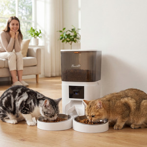 PawHut 6L Automatic Cat Feeder with HD Camera for 2 Cats