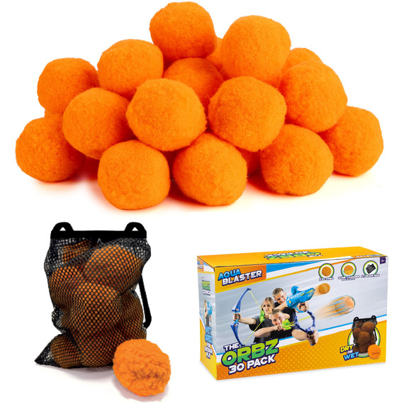 Aqua Blaster Orbz 30 Pack, Reusable Soft Cotton Balls with Carry Bag