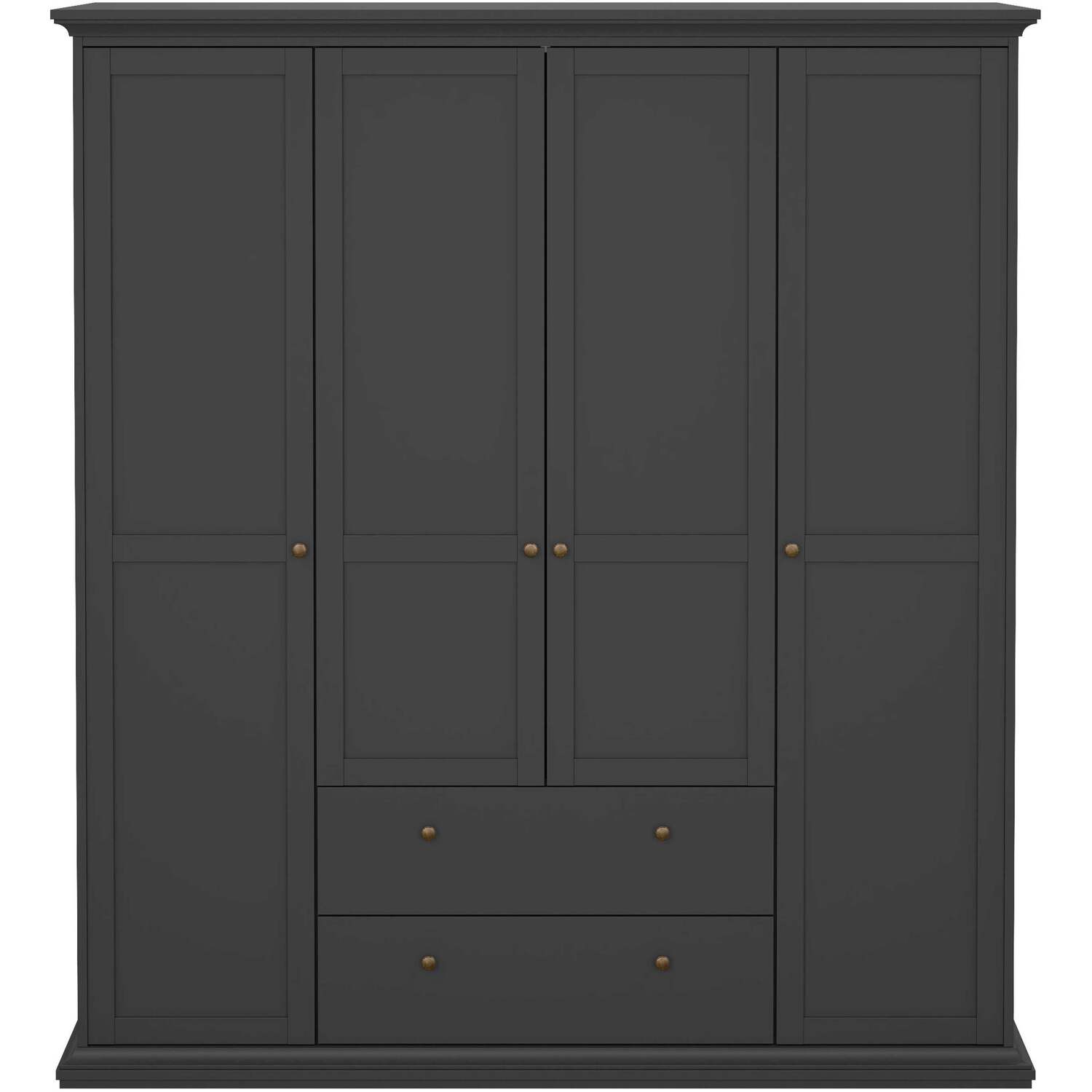 Osaka Farmhouse Dark Grey 4-door Wooden Wardrobe With 2 Drawers - Grey