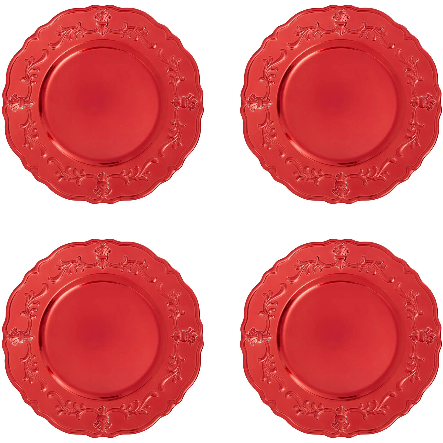 Dia Red Baroque Charger Plate - Red