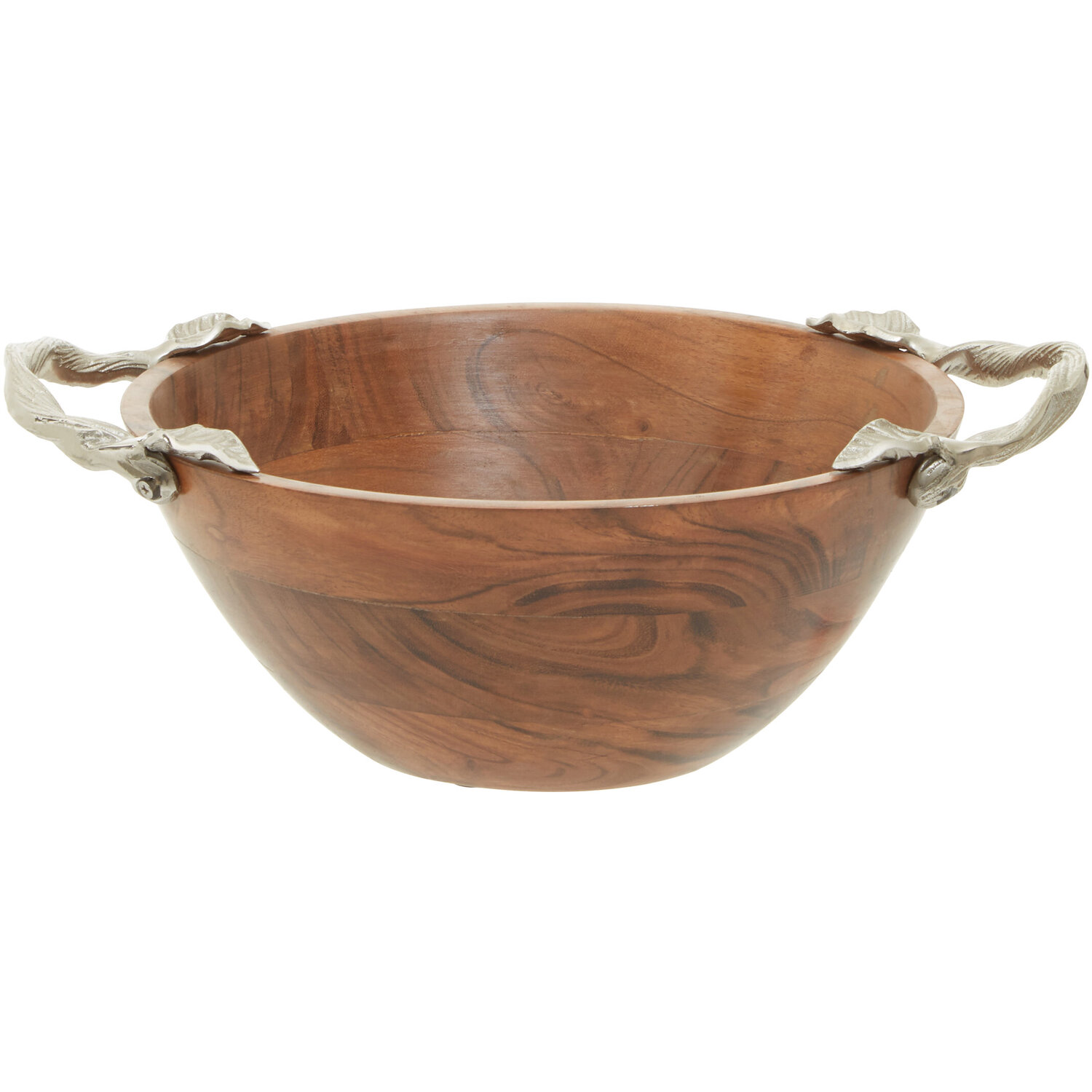 Vine  Acacia Wood Large Round Bowl - Brown