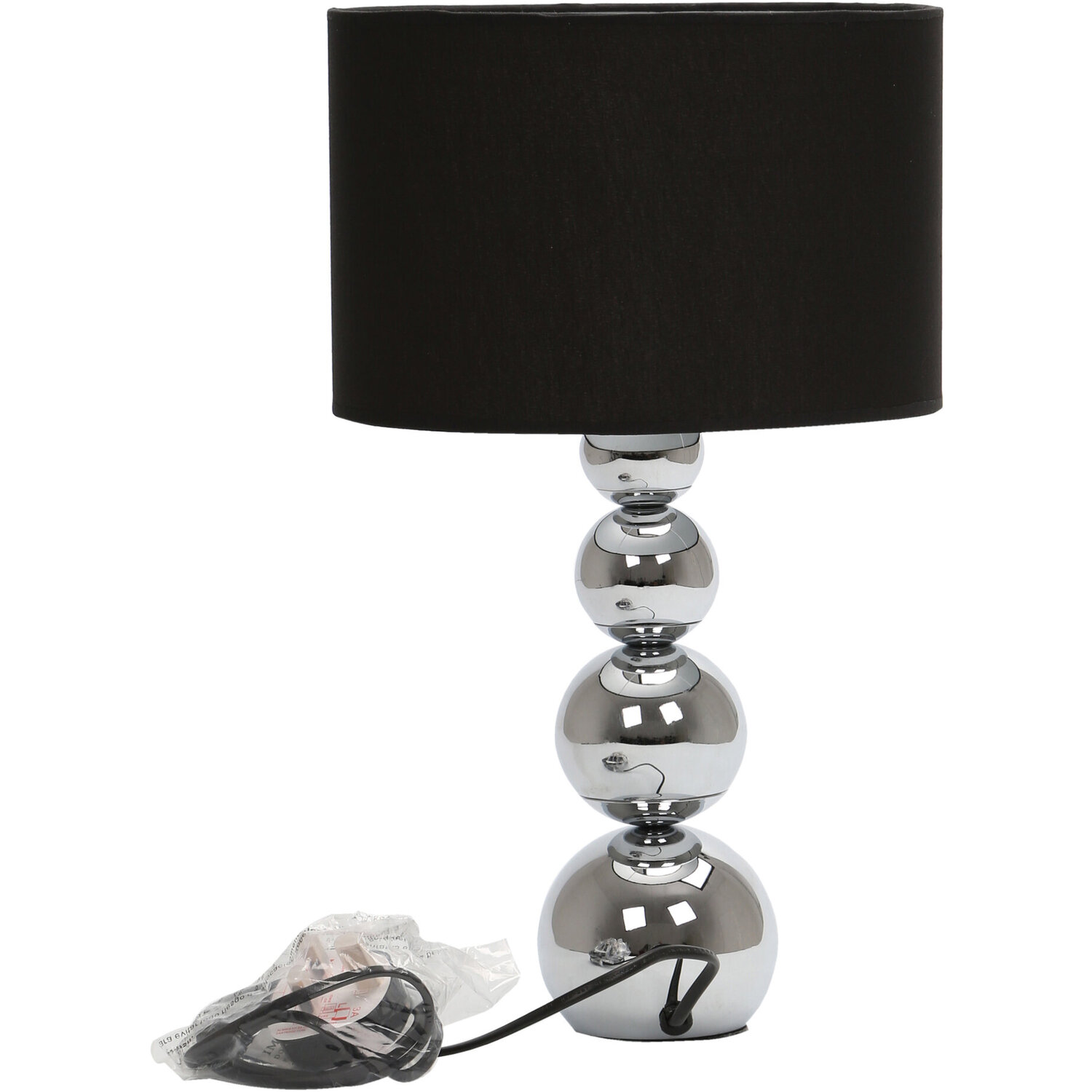 Cameo Touch Table Lamp With Black Shade - Black