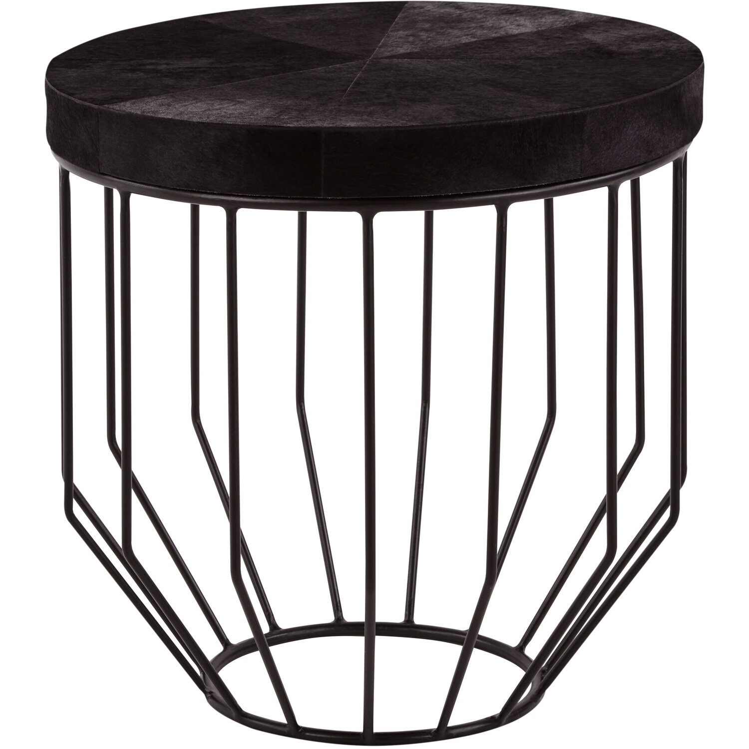 Kensington Townhouse Hair On Hide Top Round Side Table - Black