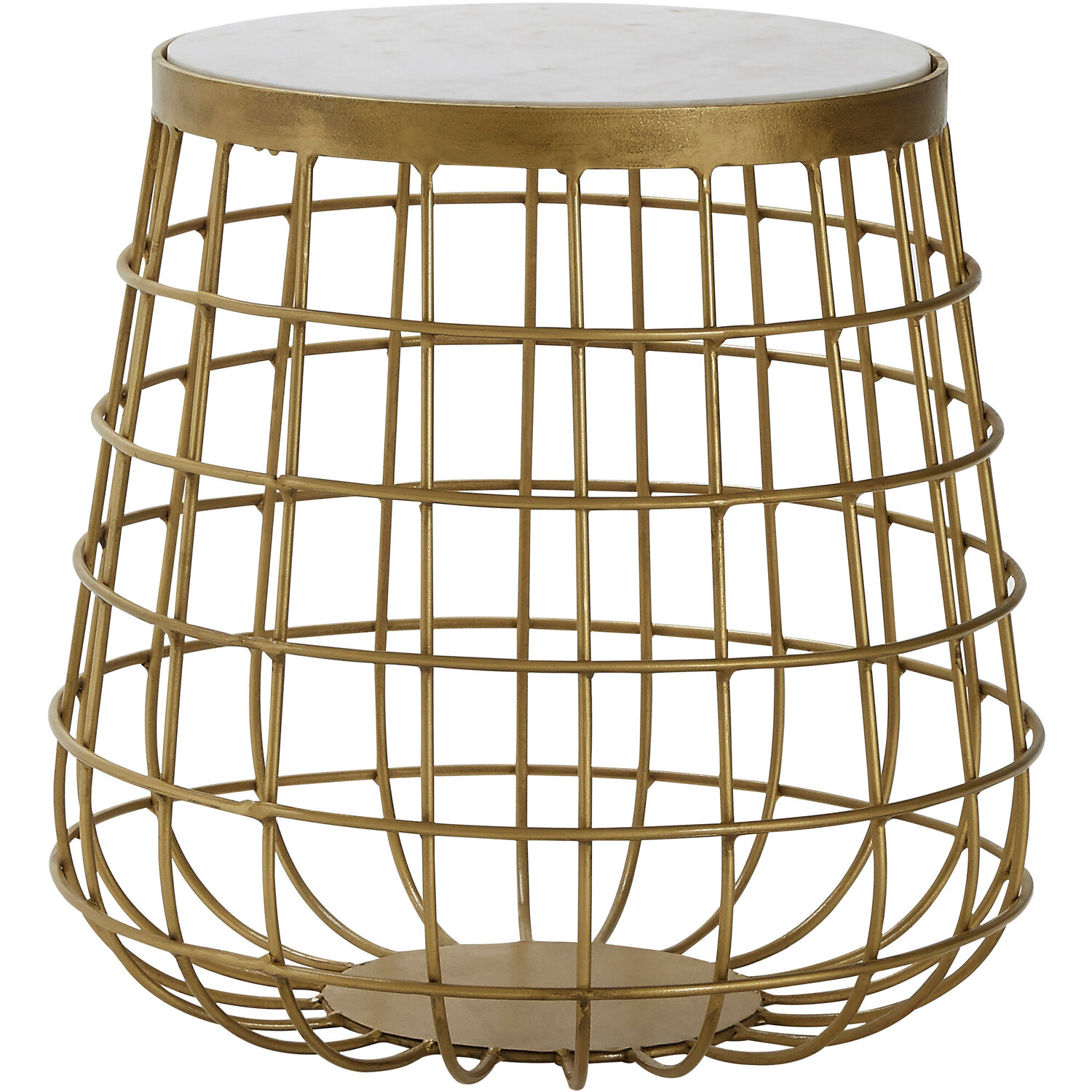 Nirav White Marble Top Side Table - Gold