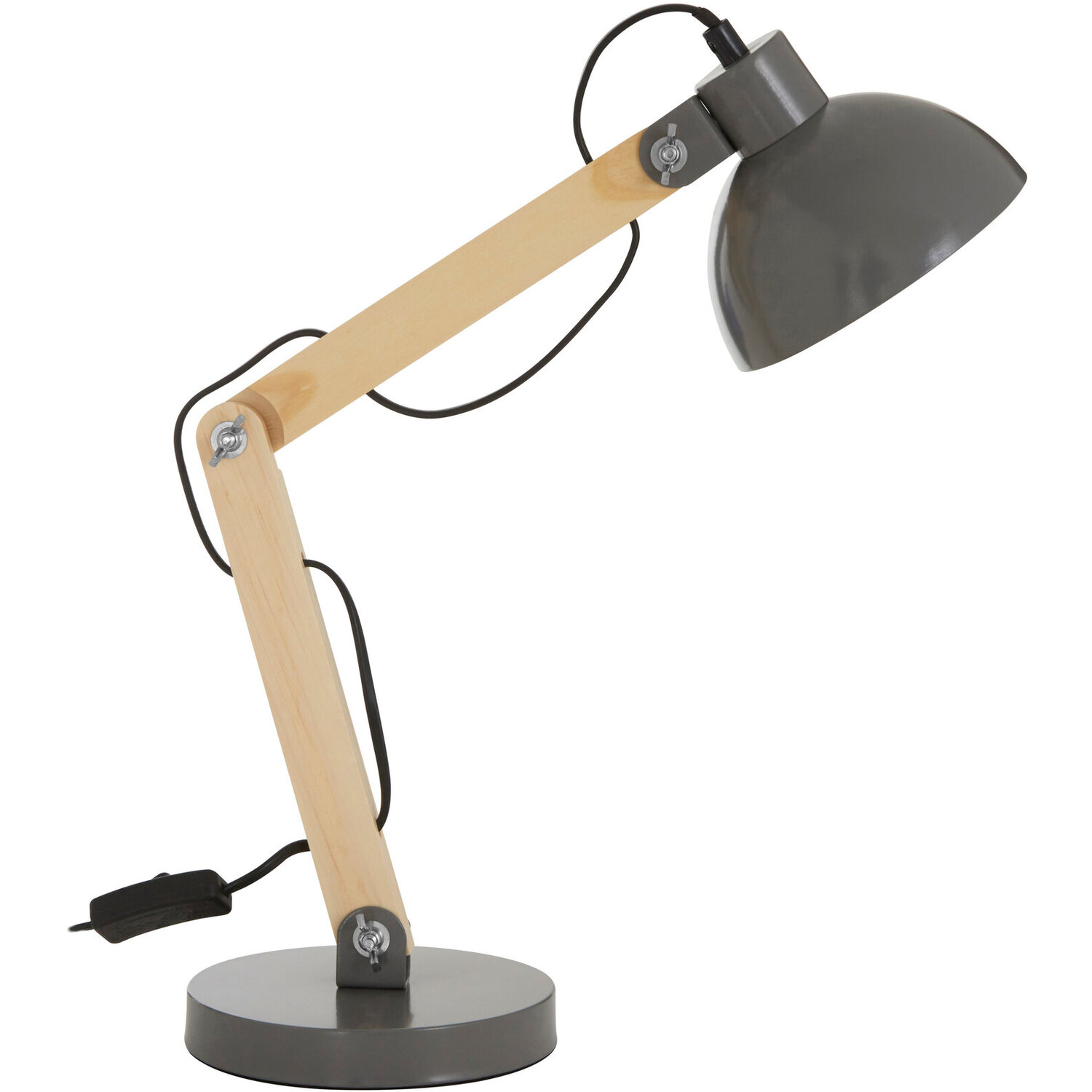 Blake Grey Wood And Metal Table Lamp - Grey