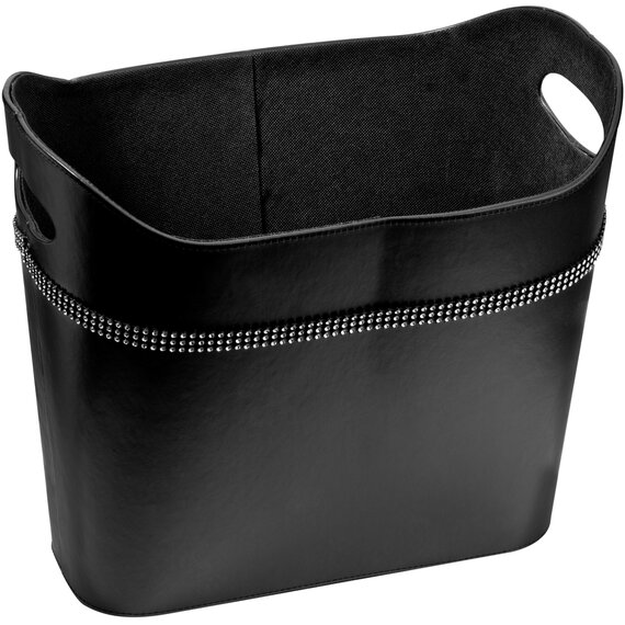 Oui Black Faux Leather Tall Storage Basket