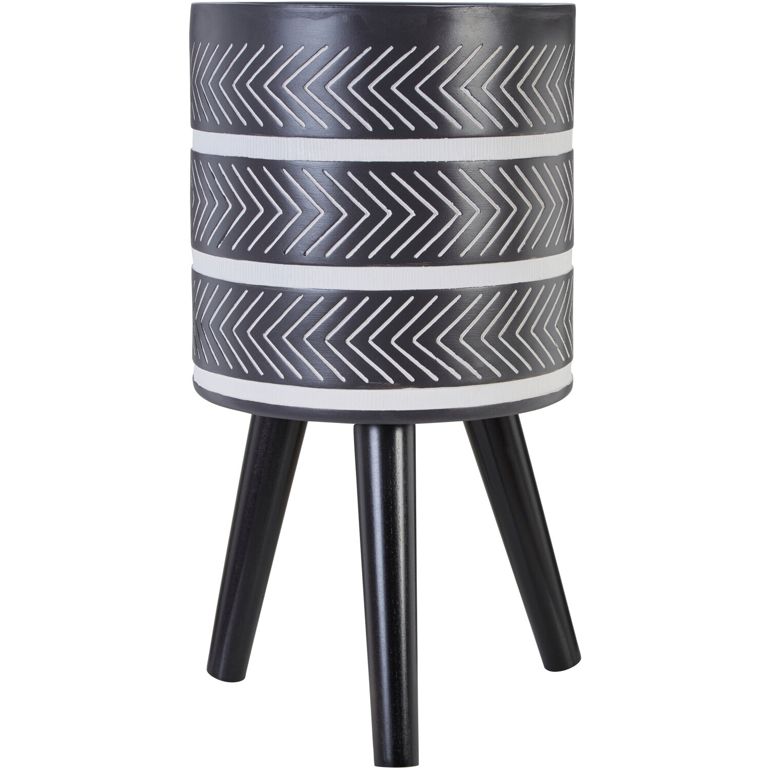 Darnell Large Chevron Planter - Black & White