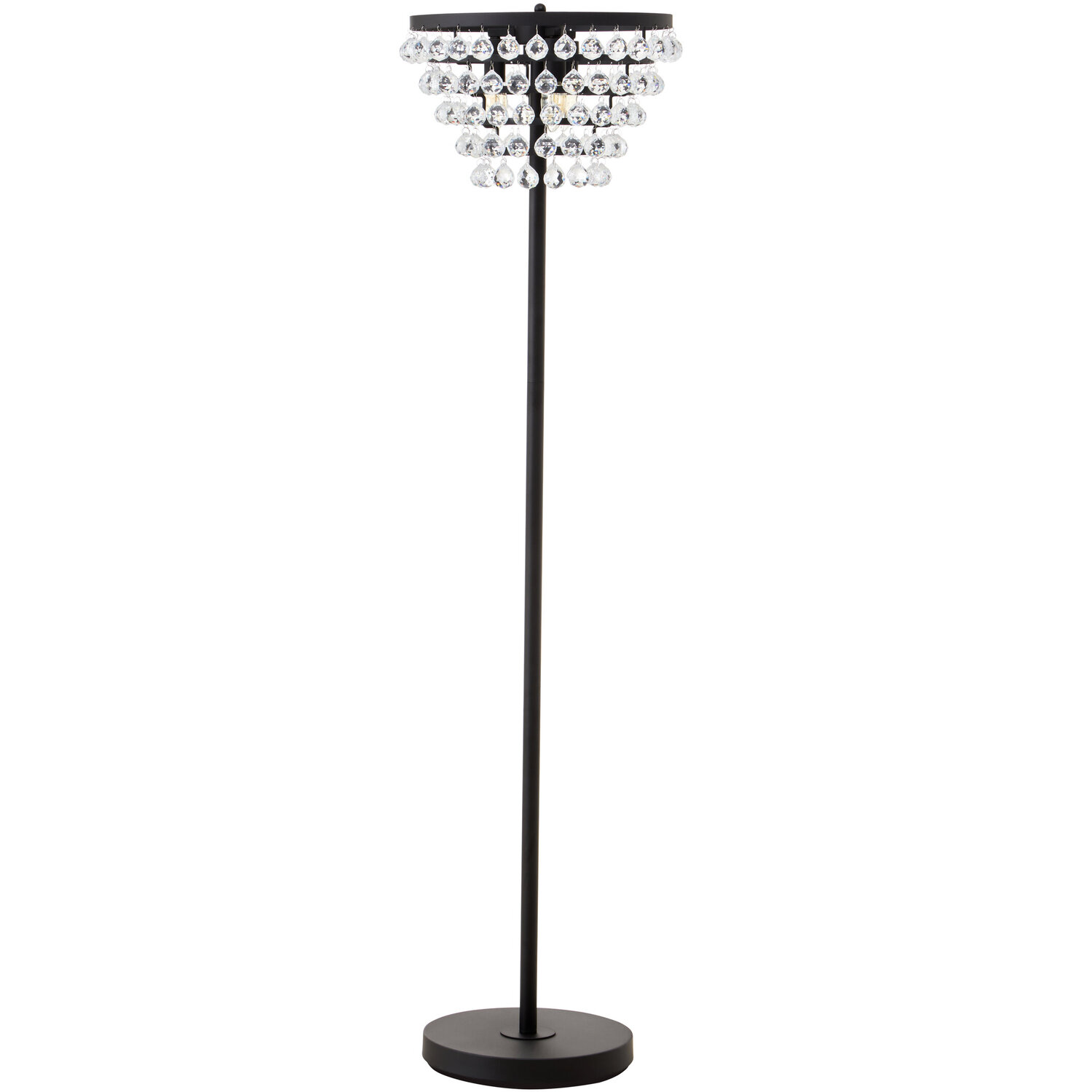 Hutchinson Clear Crystal Floor Lamp with Black Metal - Black