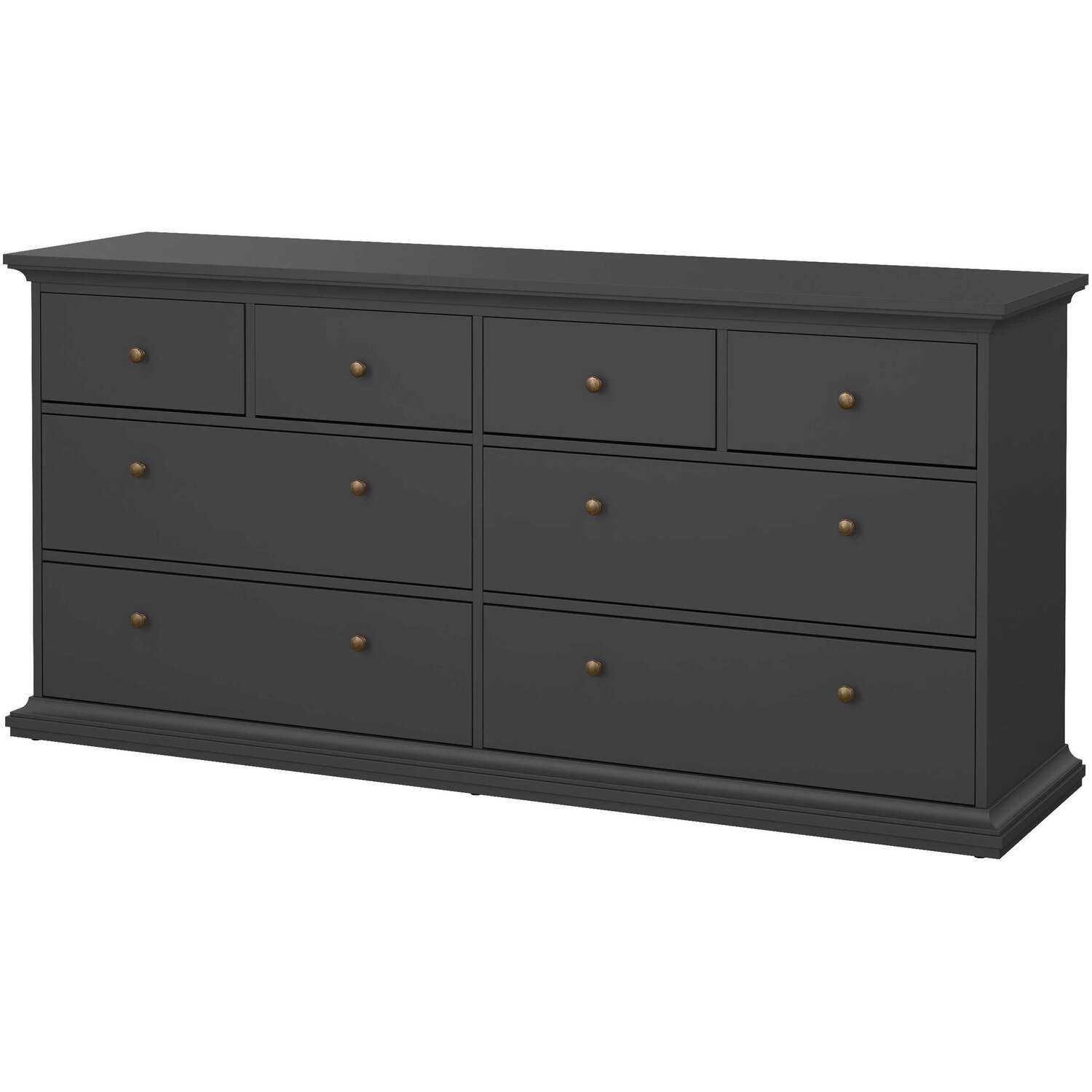 Osaka Farmhouse Dark 8 Drawer Wide Chest Of Drawers - Grey