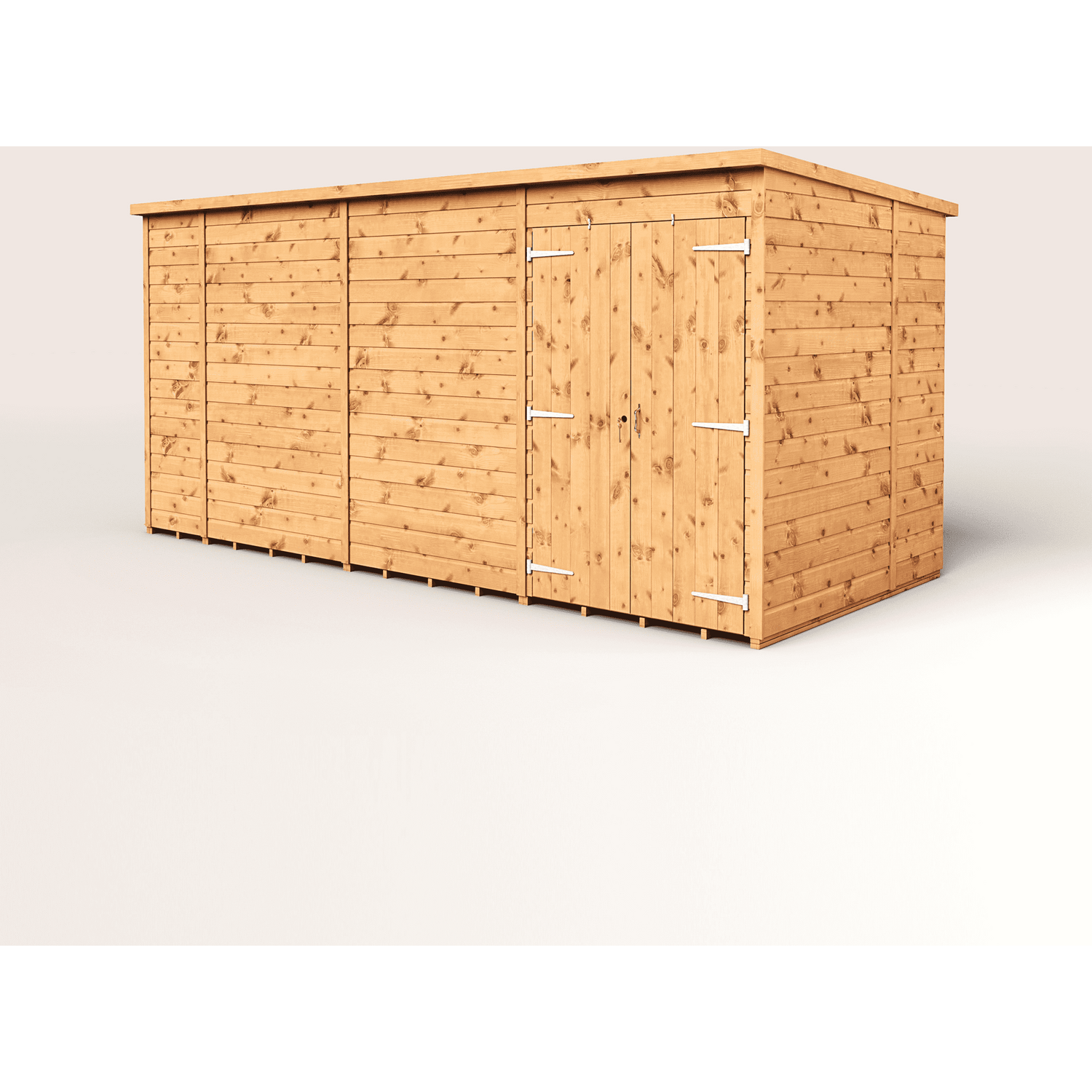 Empire 14x6 Modular Pent Garden Shed with a Double Door - Brown