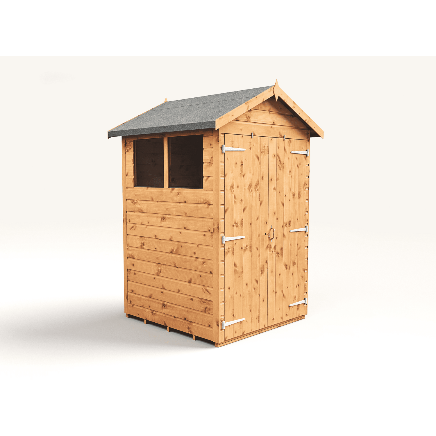 Empire 4x4 Modular Apex Garden Shed with a Double Door & Windows - Brown