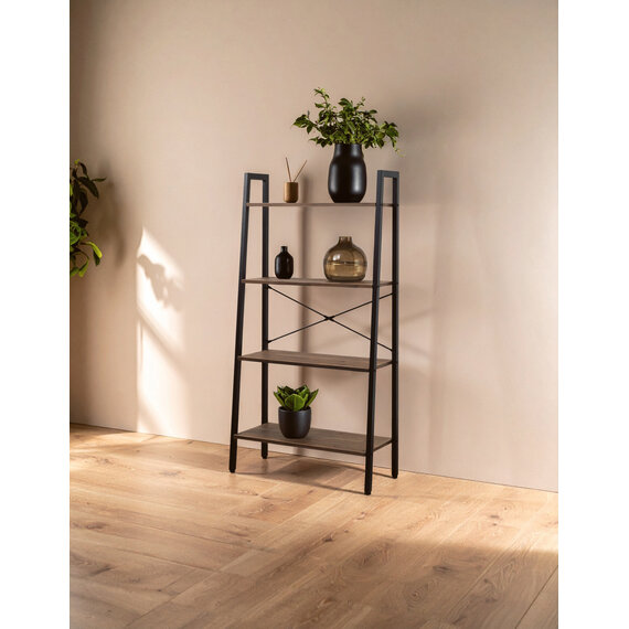 Bradbury Four Tier Dark Oak Veneer Ladder Shelf Unit