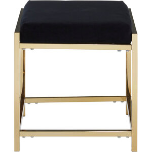 Allure Black Velvet And Gold Finish Stool