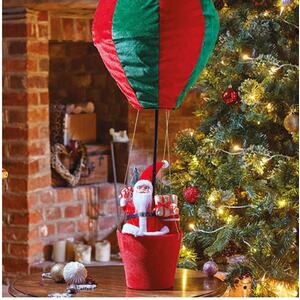Santa in Basket 90cm Pop-Up Hot Air Balloon Christmas Decoration - Red White