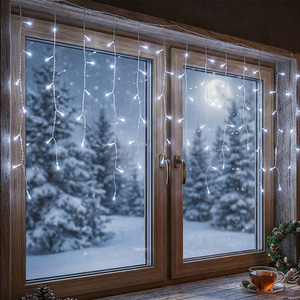 Solar Powered LED Icicle String Lights with Remote Control