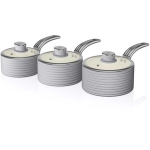 Retro 3 Piece Saucepan Set Grey