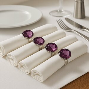 Set Of Four Purple Diamante Napkin Rings