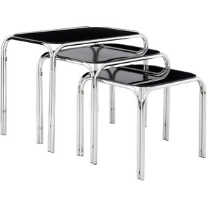 Jordan Set Of Three Black Glass Nest Of Tables