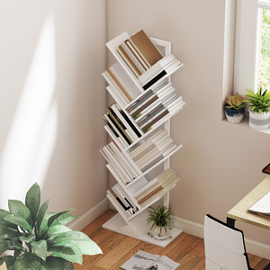 HOMCOM 9-Tier Tree Bookshelf with Steel Frame for Living Room, White