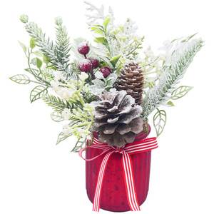 Red Faux Potted Floristry