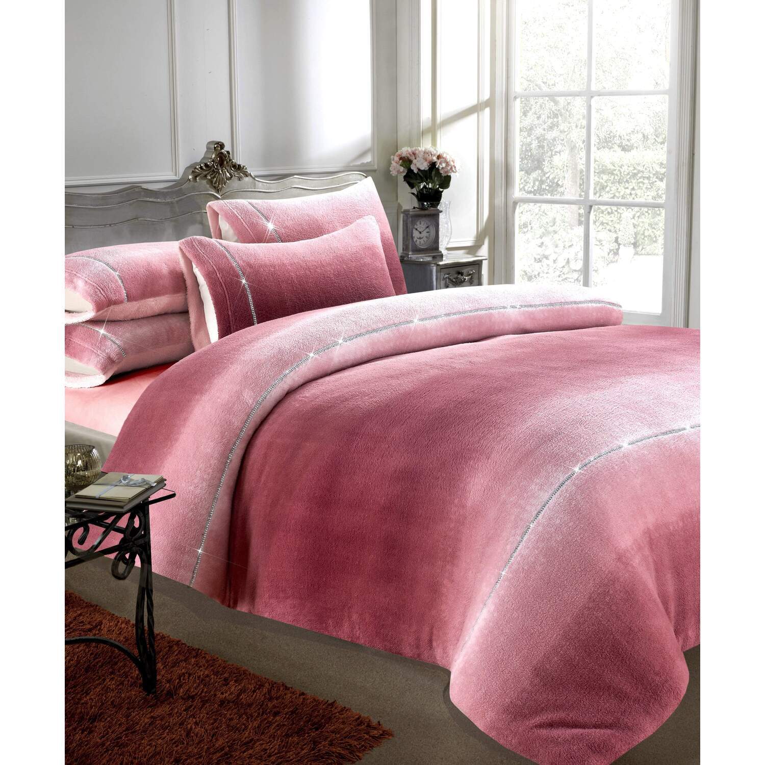 Ombre Teddy Duvet Set - Dusky Pink King