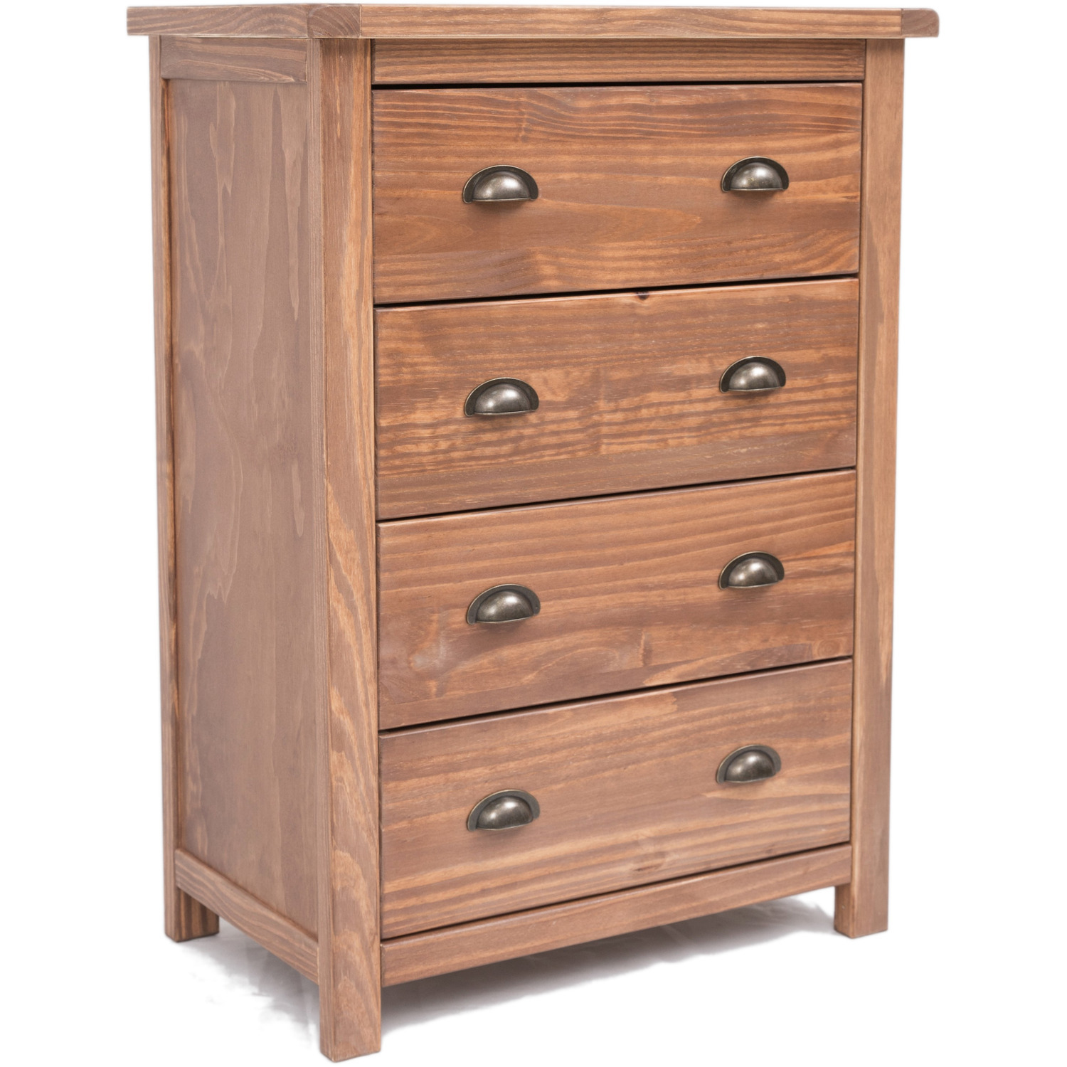 Cabinet Bits Padua 4 Drawer Petite Chest - Antique Brass Drop Handle - Brown / Mdf, Pine, Plywood