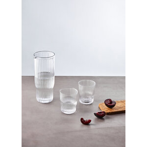 Juno Ribbed Glass And Jug Three Piece Set