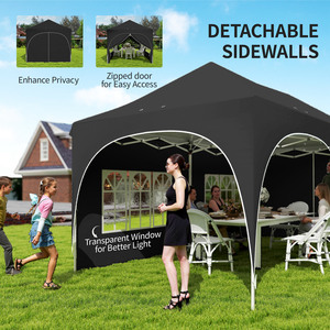 Outsunny 3 x 6 m Peak Top Pop Up Gazebo Garden Party Tent with Sides