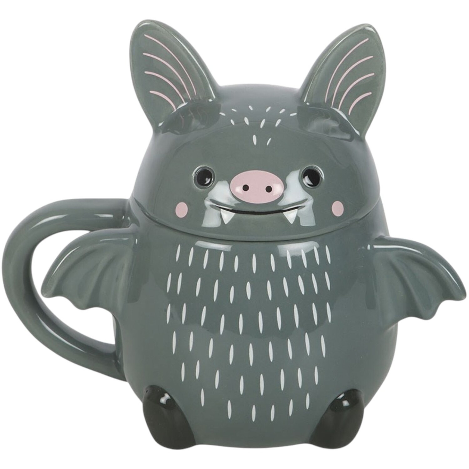 Kingsbury Gifts Bat Lidded Mug - Grey
