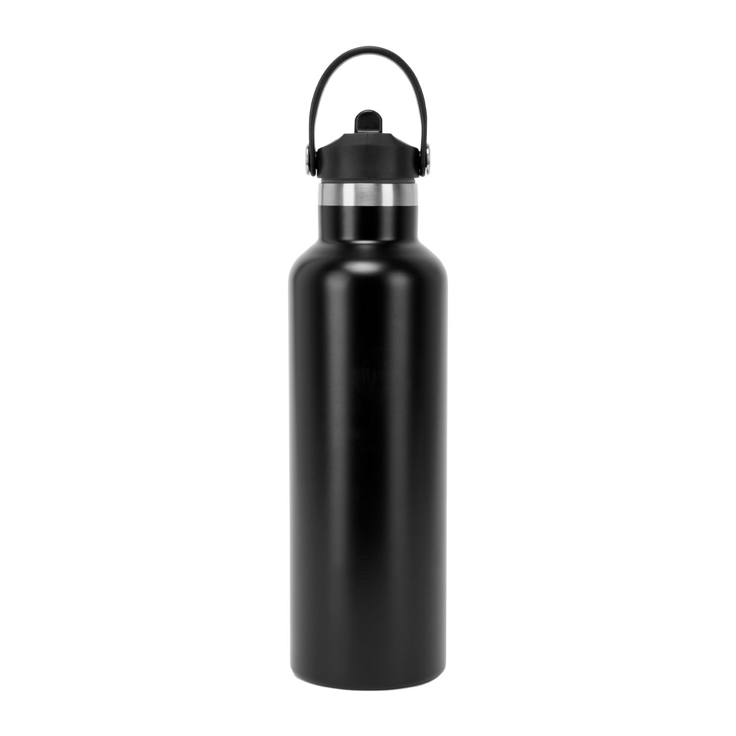 Tridri Plain Flip Up Straw Water Bottle - Black