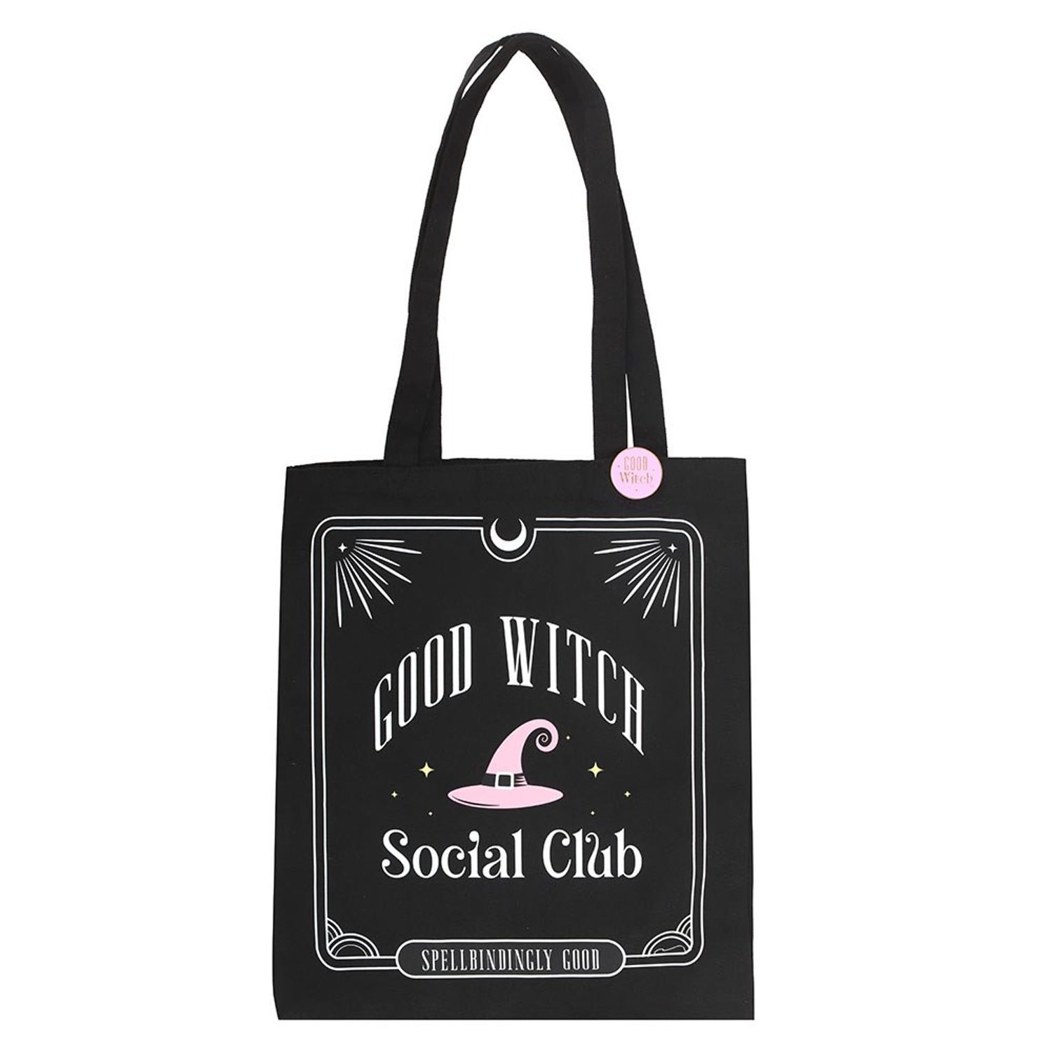 Something Different Women's Black Good Witch Social Club Polycotton Tote Bag In - Image 2