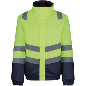 Yellow/Navy / XXL Regatta Professional Mens Pro Classic Hi-Vis Bomber Jacket shot 15547414