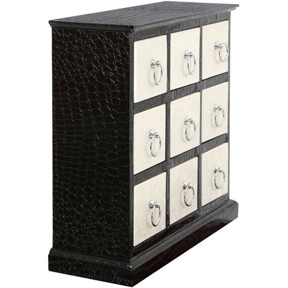 Carla 9 Drawer Crocodile Leather Effect Rectangular Cabinet