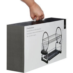 Laurie 2 Tier Dish Drainer with Black Plastic Tray