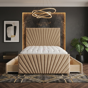 Sunrise Velvet Divan Bed with Mattress 54