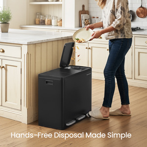 SONGMICS 52L Kitchen Recycling Bin 3 Compartment Soft Close