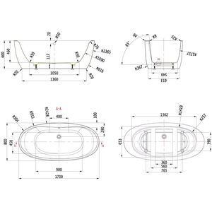 Balterley Mapleton Freestanding Luxury Oval Double Ended Bath, 1700 x 800mm
