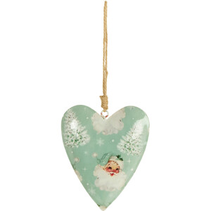 Scandi Santa Metal Heart Decoration