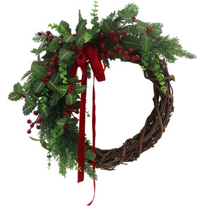 Holly Bow Half Wreath