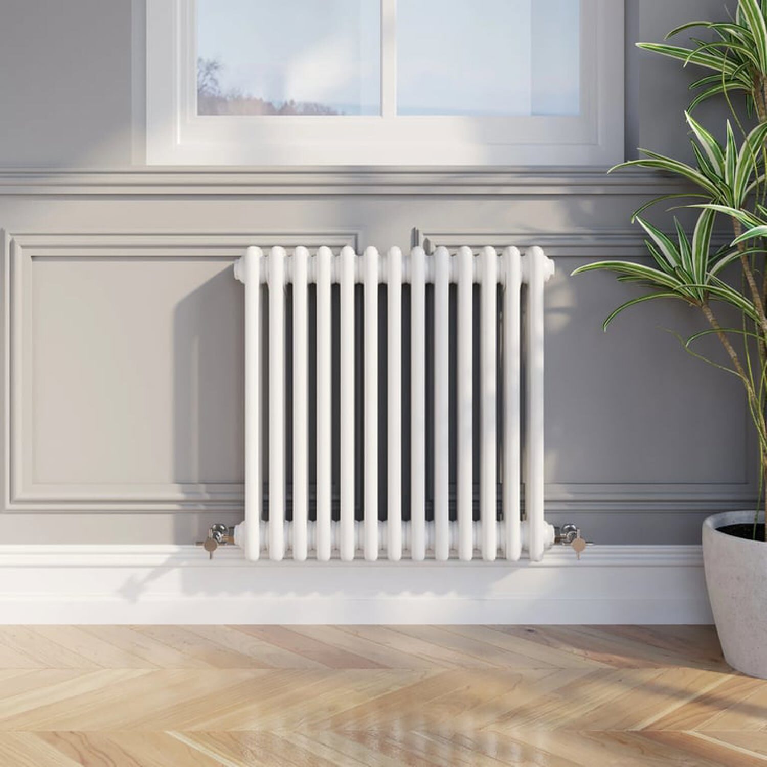 Temprazo Traditional Colosseum Double Bar Column Radiator White 300 X 605Mm - White / 605Mm / 600Mm / 100Mm