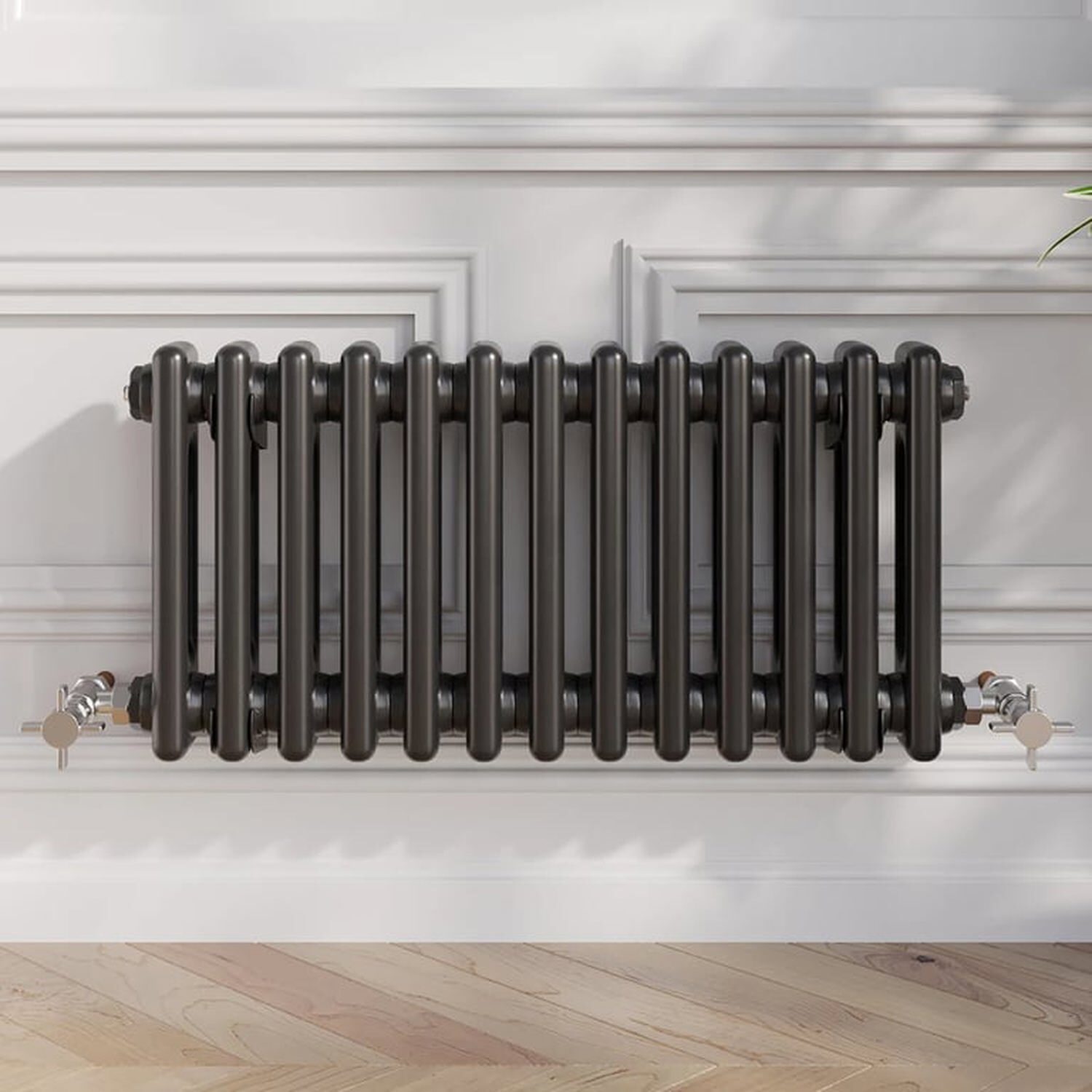 Temprazo Traditional Colosseum Double Bar Column Radiator Black 300 X 425Mm - Black / 605Mm / 300Mm / 70Mm
