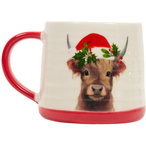 Highland Cow Santa Hat Mug