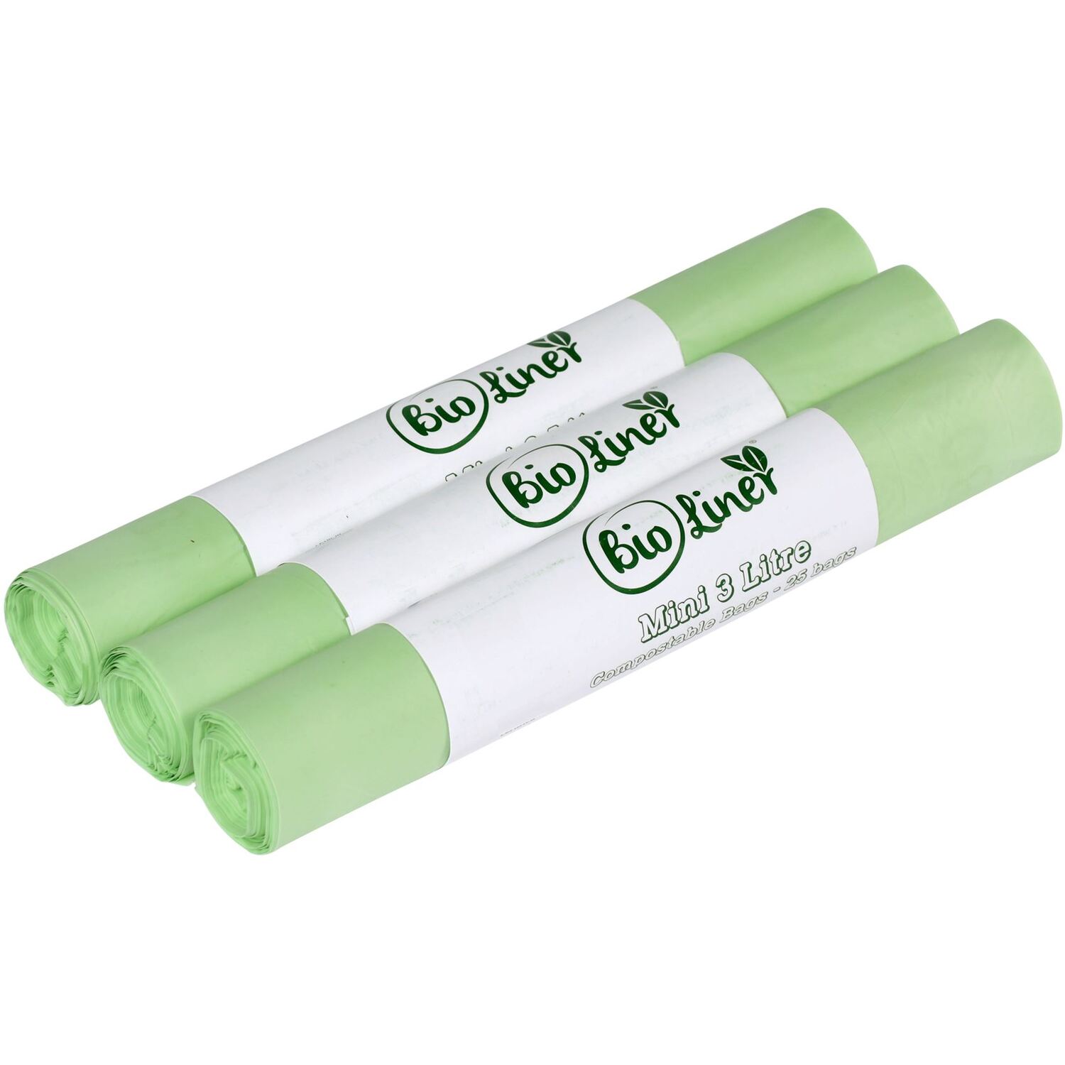 Bioliner Mini Compostable Bags - 3L Capacity - Green - 3 Rolls - Image 4