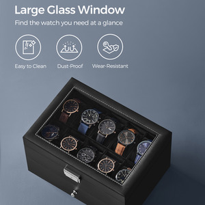 SONGMICS 2-Tier Watch Organiser Box with Glass Lid
