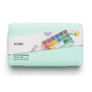 HIMI Jelly Cup Gouache Set 18 Paint Colours, Green Case, Smooth Rich Colours