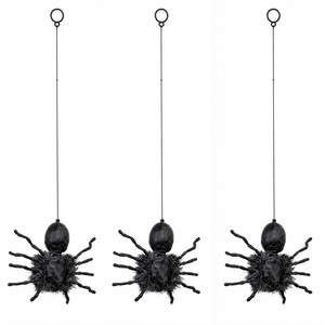 3 Pack of 2ft Battery Operated Ash Dropping Dangling Halloween Spider Animatronic Decoration