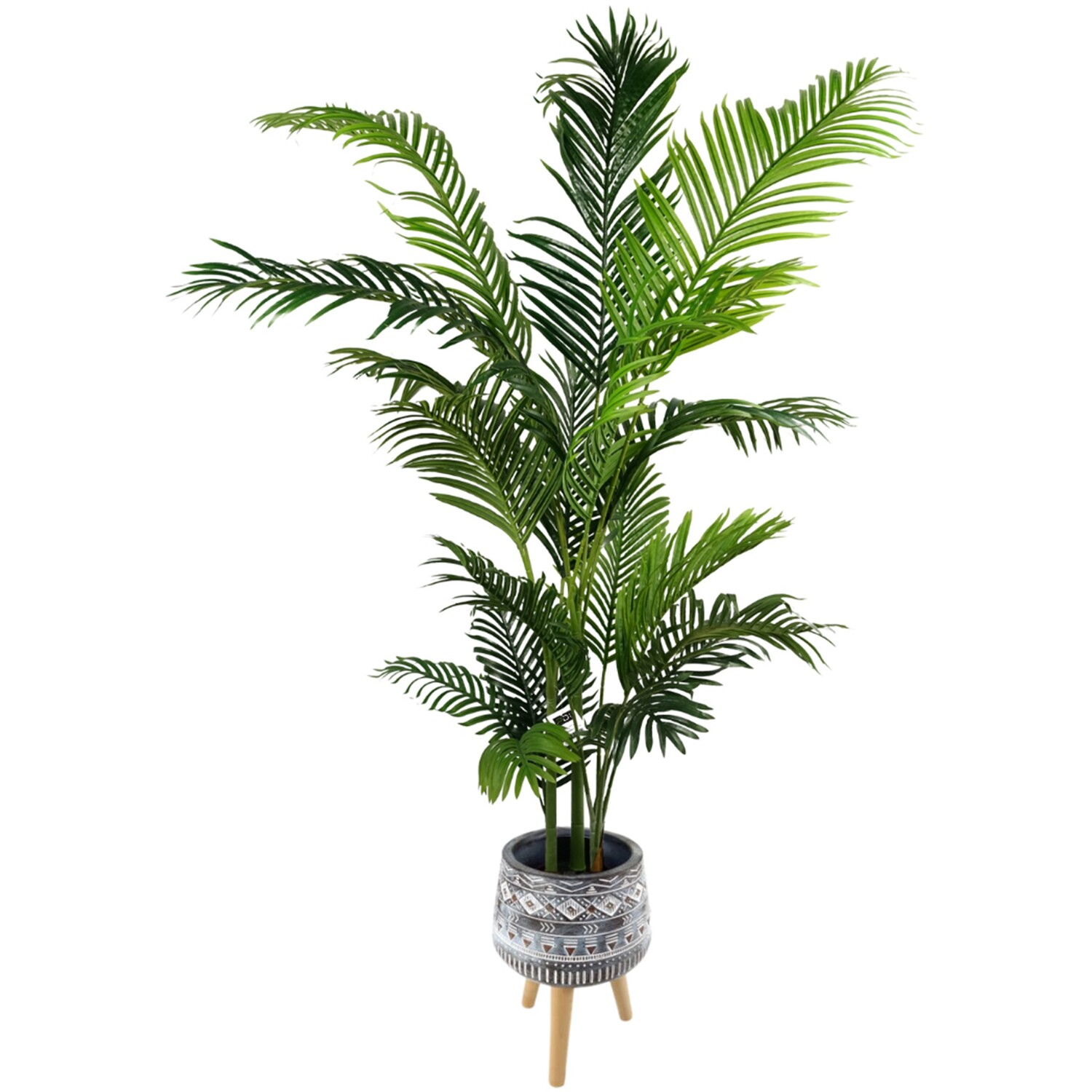 Pegdev 180cm Artificial Palm Tree with Blue Planter & Stand, Indoor Use