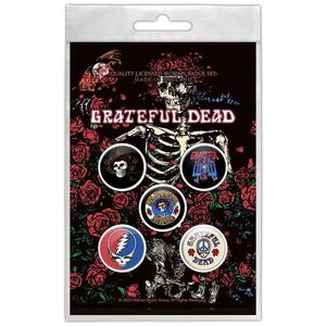 Grateful Dead Skeleton & Rose Badge Set (Pack of 5)