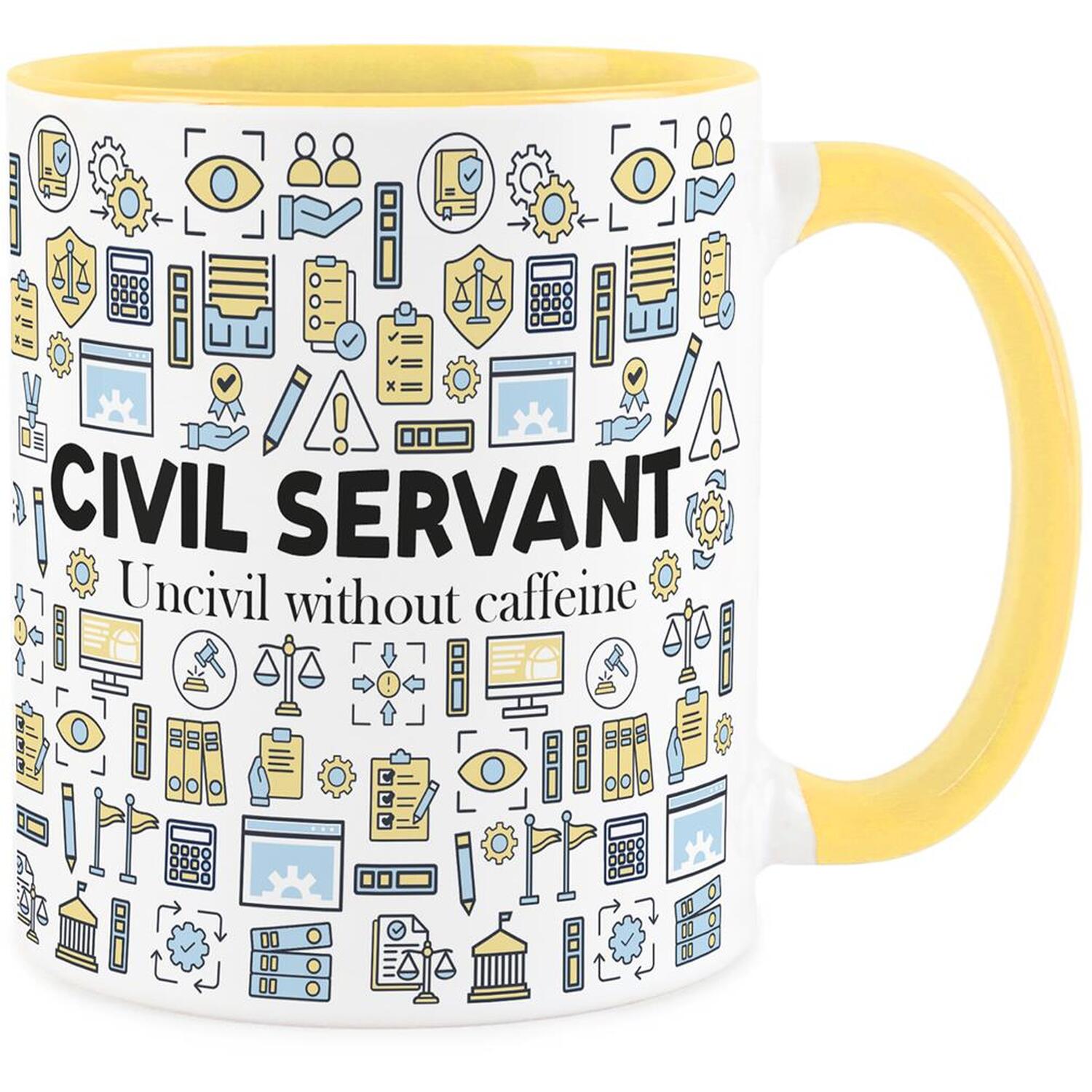 B&Q -  Civil Servant MugNovelty Funny Government Service Staff GiftYellow Ceramic Cup Present For Workers Of The Crown - Image 3